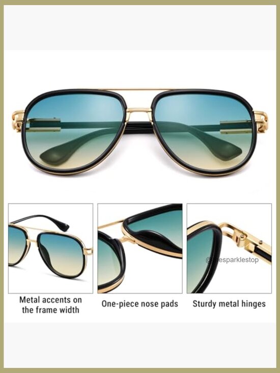 Oversized Double-Bridge Metal-Plastic Frame Aviator Sunglasses main image 4